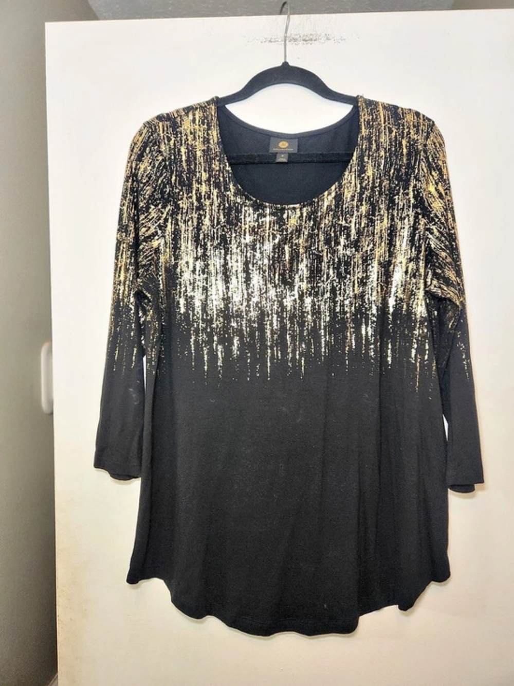 JM Collection Black & Gold Tunic Size Medium Like New M